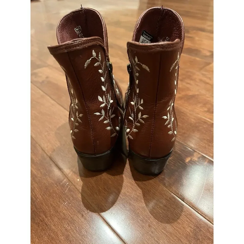 Sterling River Womens 6.5 Brown Embroidered R-Toe Western Cowgirl Boots Booties